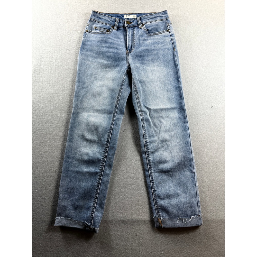 OAT New York Jeans Women 0/25 Blue Raw Hem Straight Leg 27x25